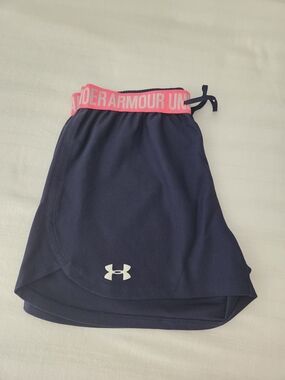 Under Armour Women’s Navy Shorts with Pink Waistband